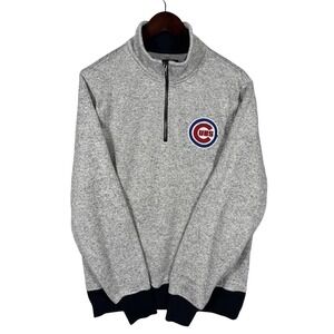 Chicago Cubs Quarter Zip Sweater Long Sleeve Salt And Pepper 47 Size Large